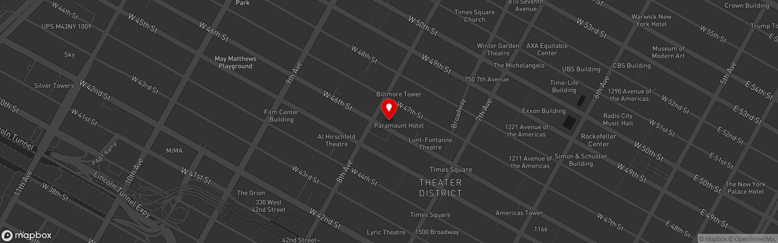 Street map pinning Brooklyn Dumpling Shop in Midtown - New York