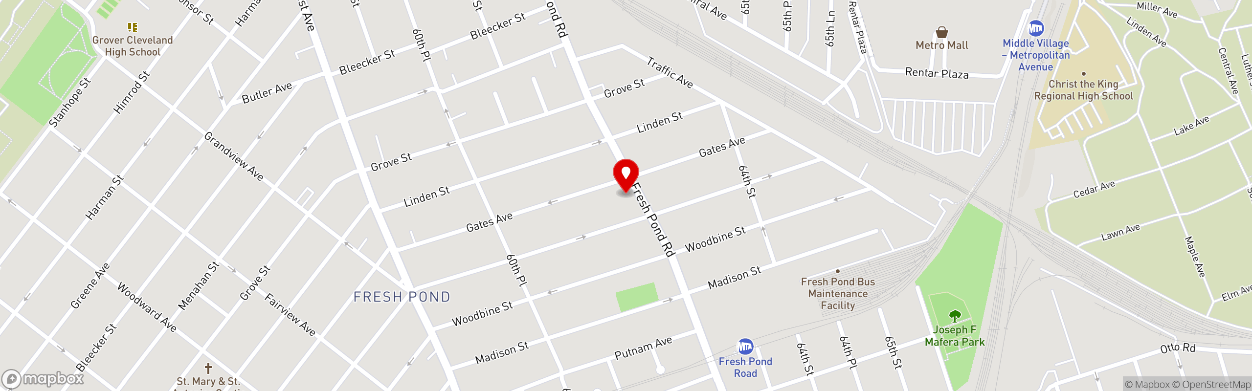Street map pinning Baker's Dozen Bagels in Baker's Dozen Bagels