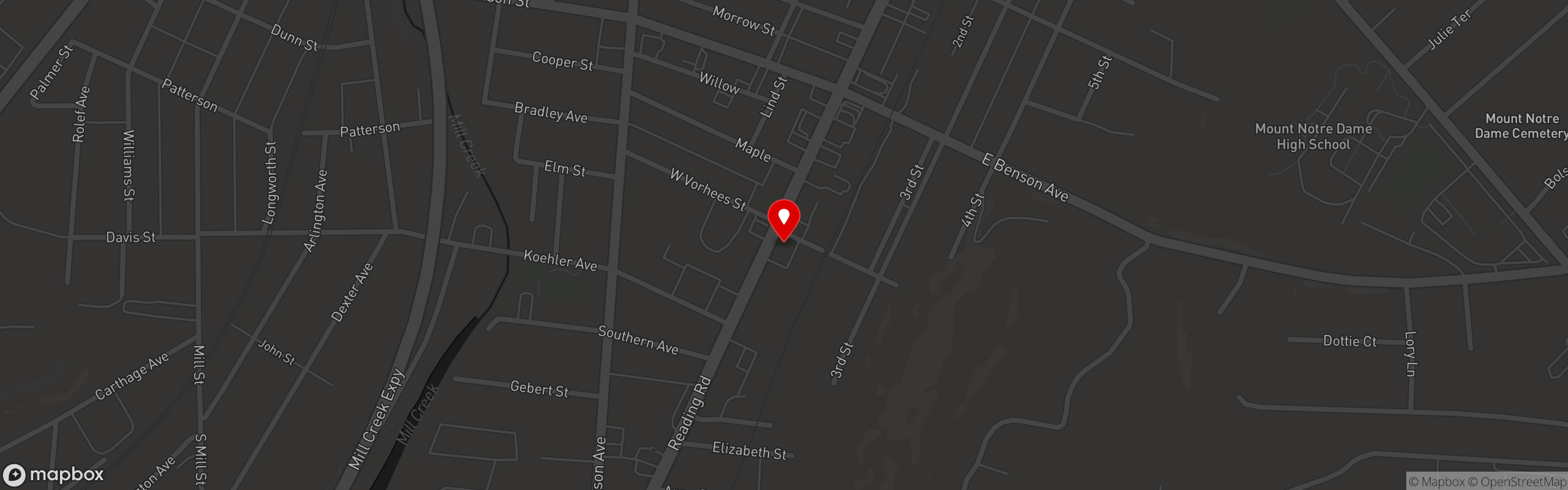 Street map pinning Strong's Pizza in Strong's Pizza - Reading