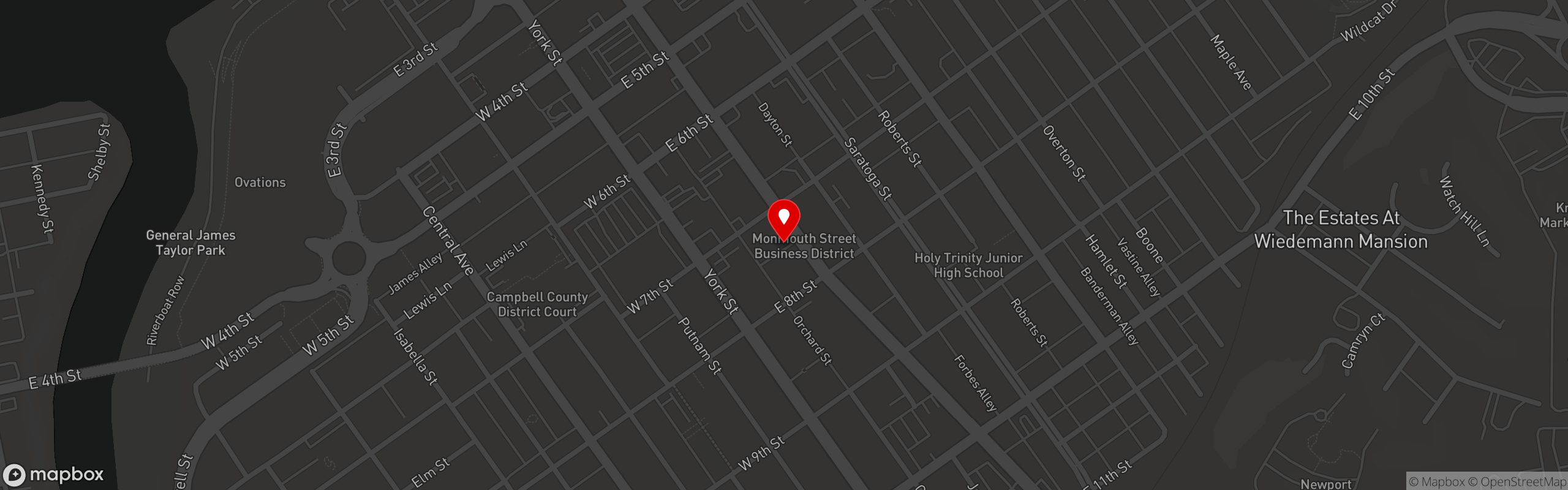Street map pinning Strong's Pizza in Strong's Pizza - Newport