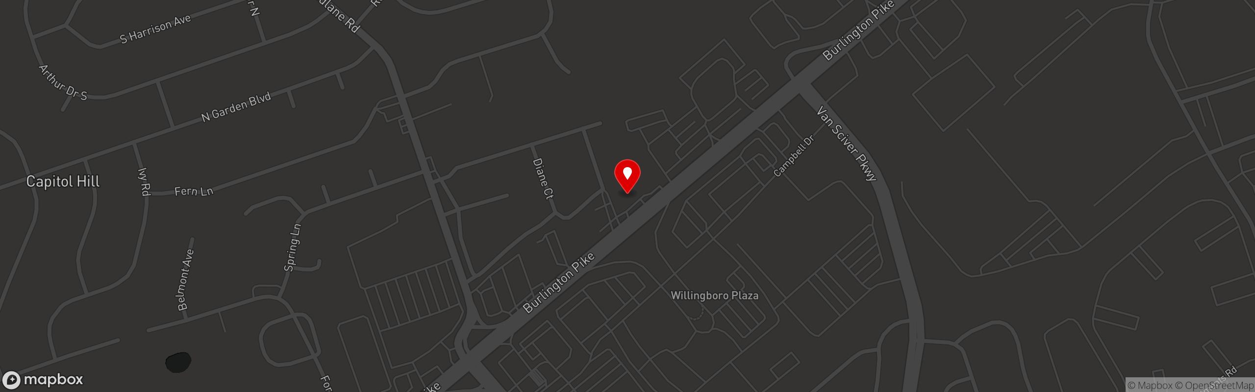 Street map pinning Golden Dawn Diner in Golden Dawn Diner