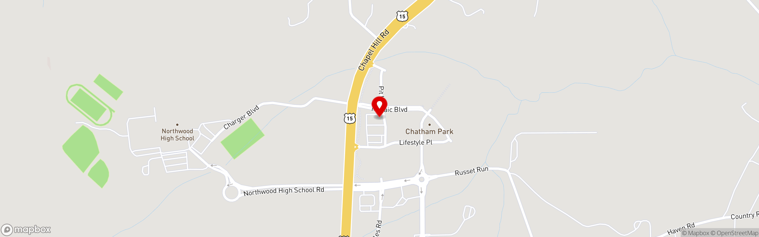 Street map pinning People's Coffee in People's Coffee - Pittsboro