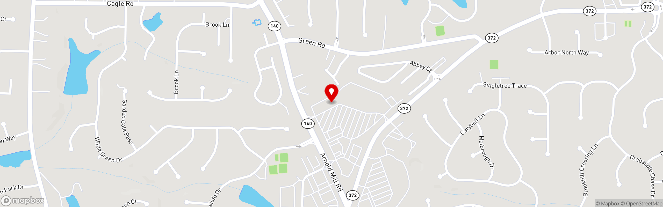 Street map pinning Dos Margaritas in Alpharetta