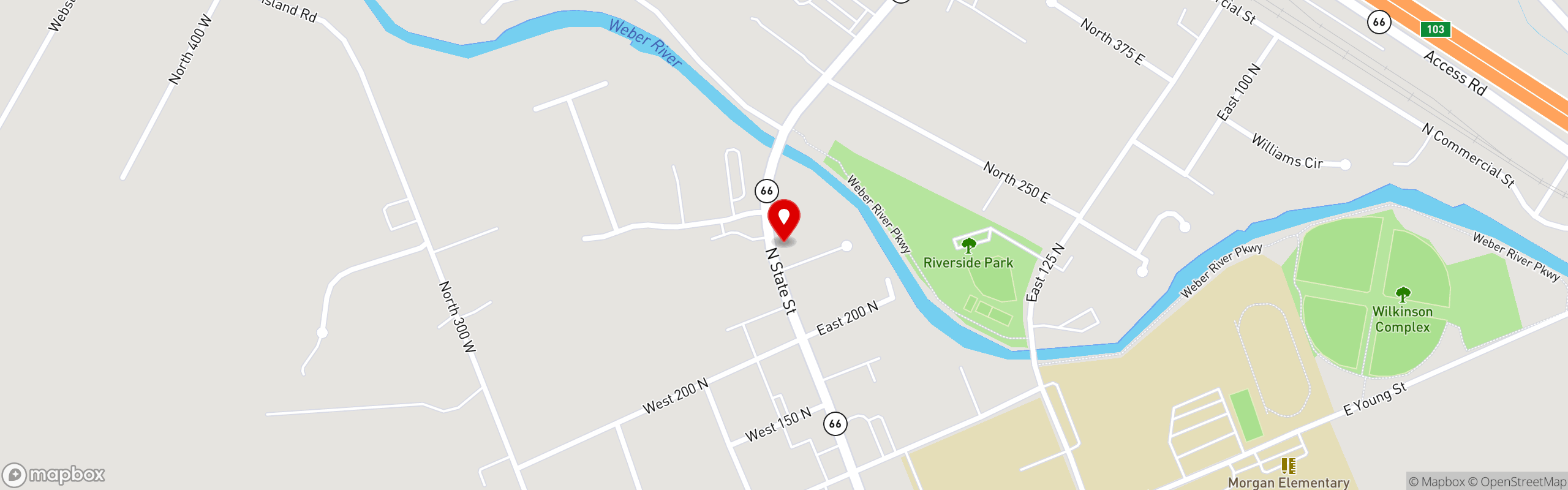 Street map pinning Quig's Pizza & Custard in Quig's Pizza & Custard
