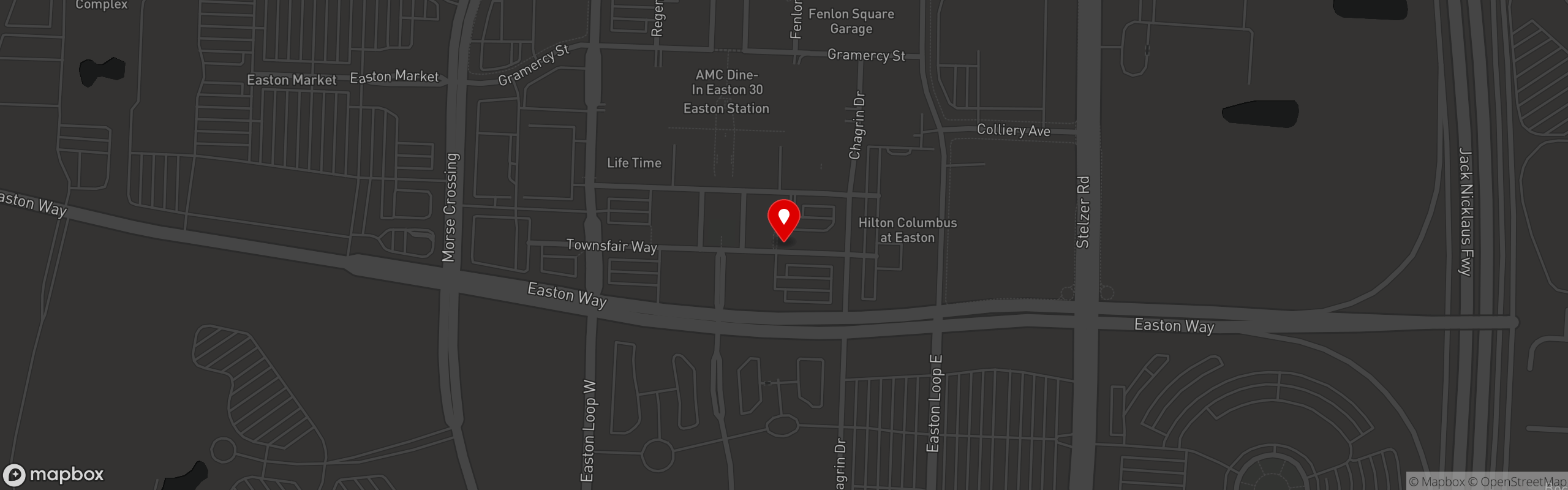 Street map pinning Fado Irish Pub in Columbus
