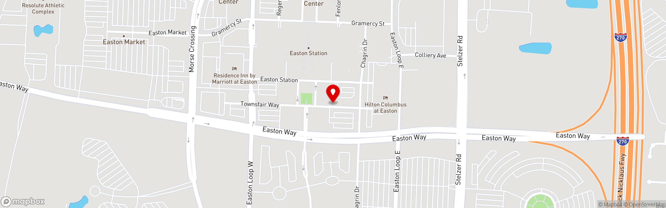 Street map pinning Fado Irish Pub in Columbus