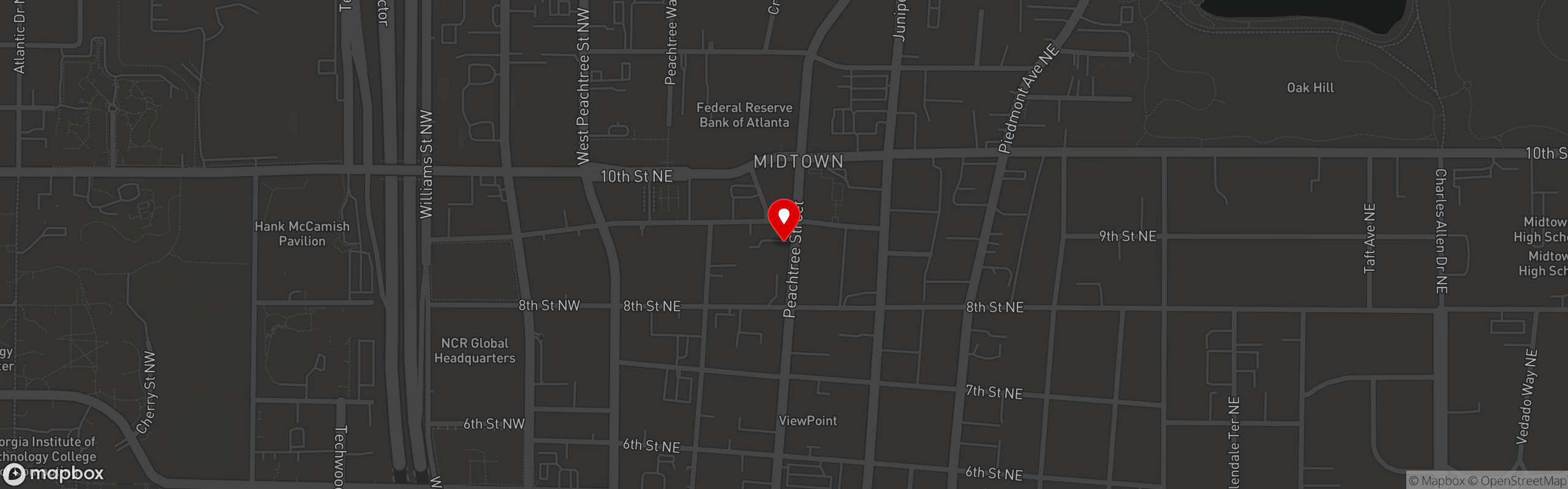Street map pinning Fado Irish Pub in Midtown