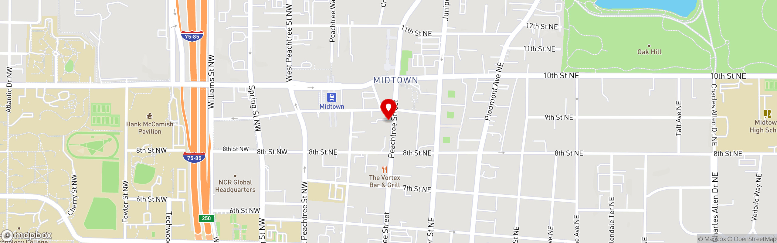 Street map pinning Fado Irish Pub in Midtown