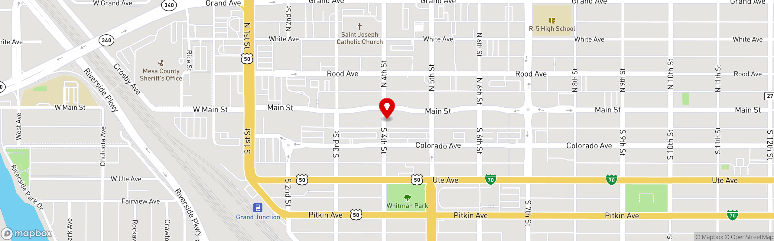 Street map pinning The Rockslide Brew Pub in The Rockslide Brew Pub