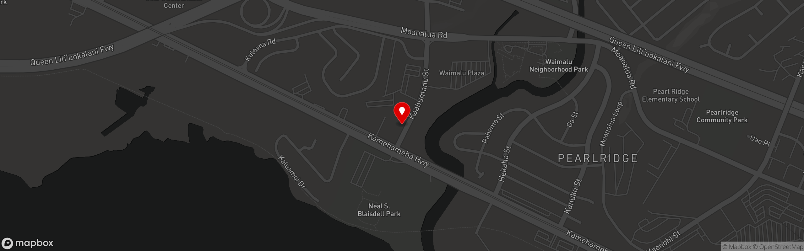 Street map pinning Gyotaku Japanese Restaurant in Pearl City