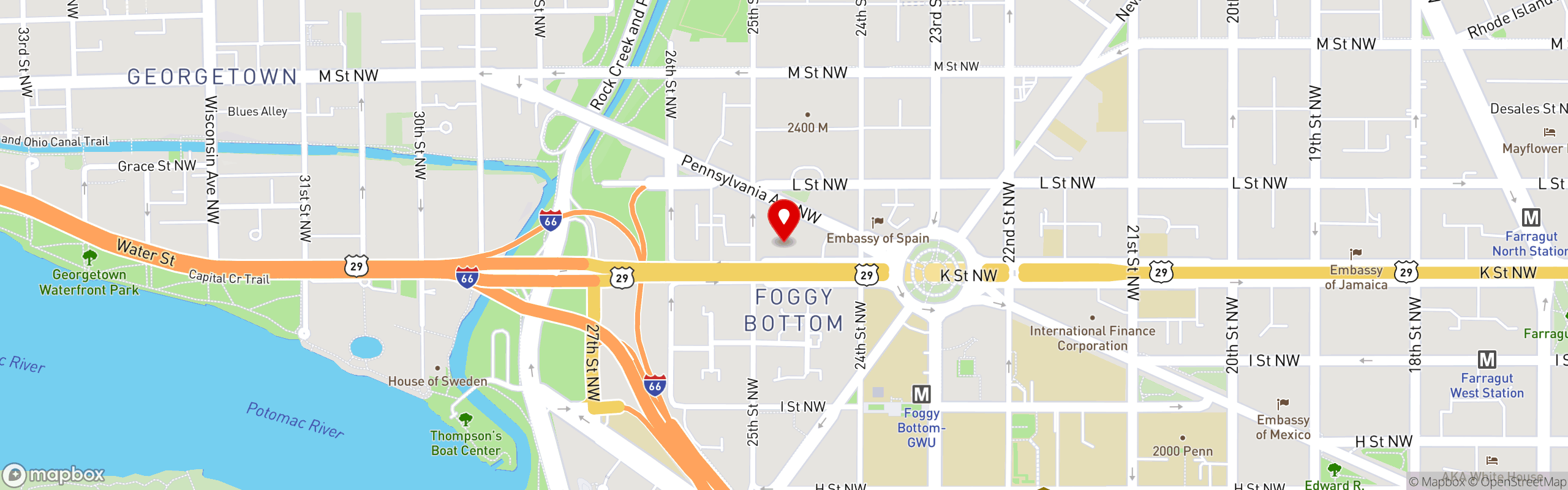 Street map pinning Jardenea Restaurant & Lounge in Washington D.C.