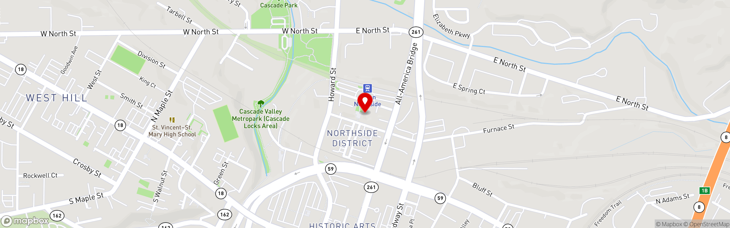 Street map pinning Northside Speakeasy in Northside Speakeasy