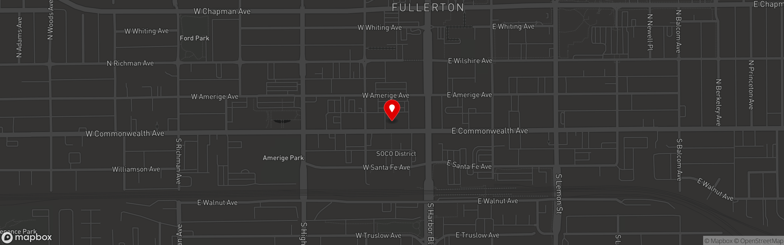 Street map pinning Twisted Vine in Twisted Vine Fullerton