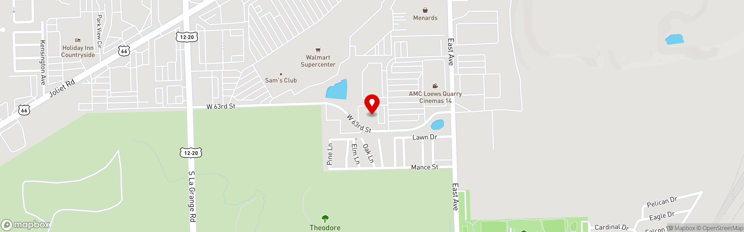 Street map pinning Salerno's in Salerno's Pizzeria & Sports Bar - Hodgkins