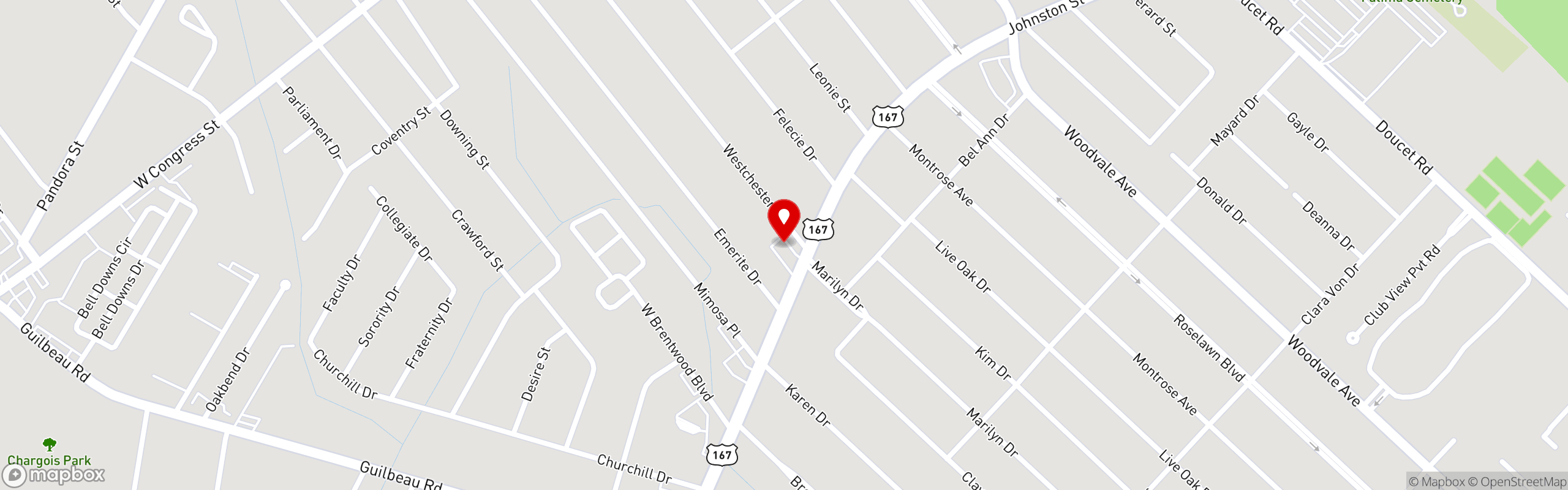 Street map pinning Taco Sisters in Taco Sisters