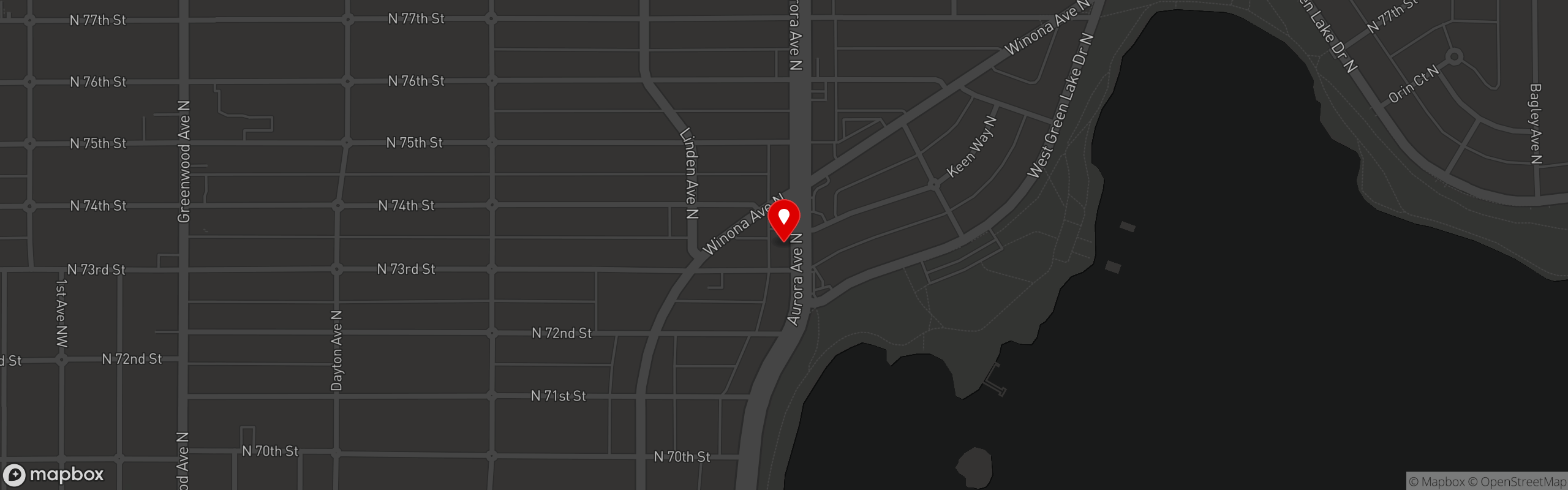 Street map pinning Beth's Cafe in Seattle