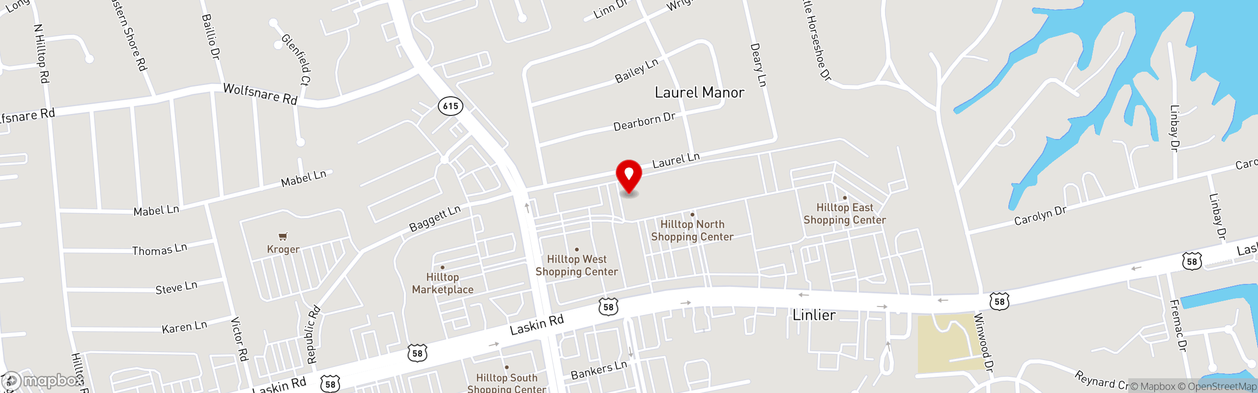 Street map pinning Azar's Mediterranean Specialties in Azar's Hilltop