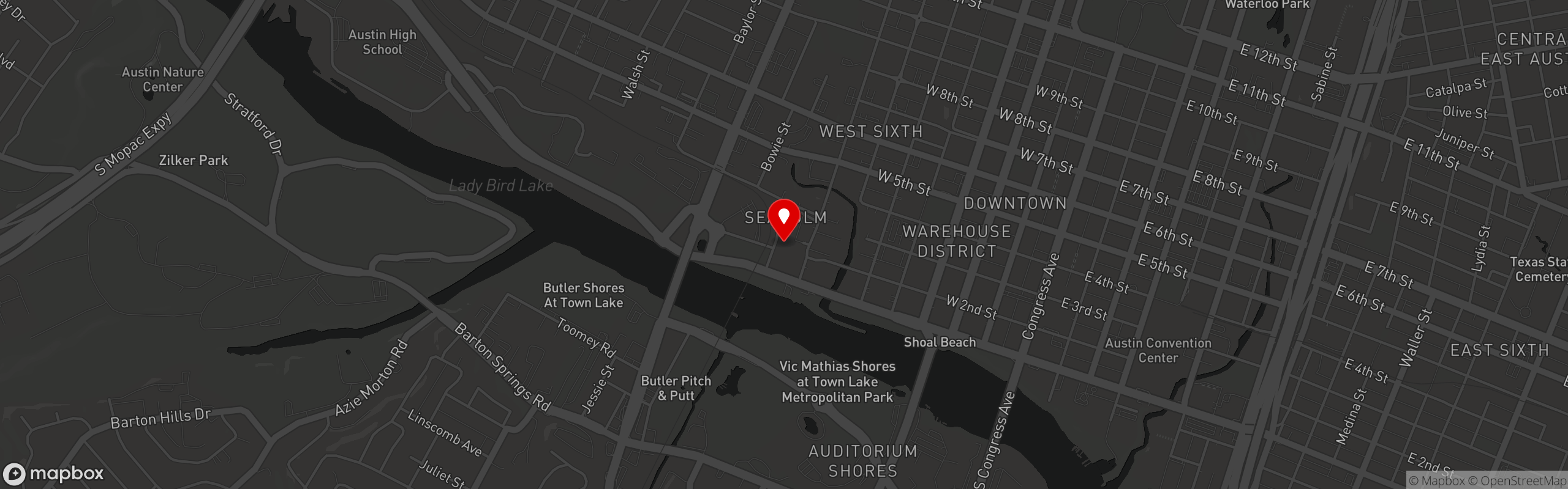 Street map pinning Ember Kitchen & Subterra Agave Bar in Ember Kitchen