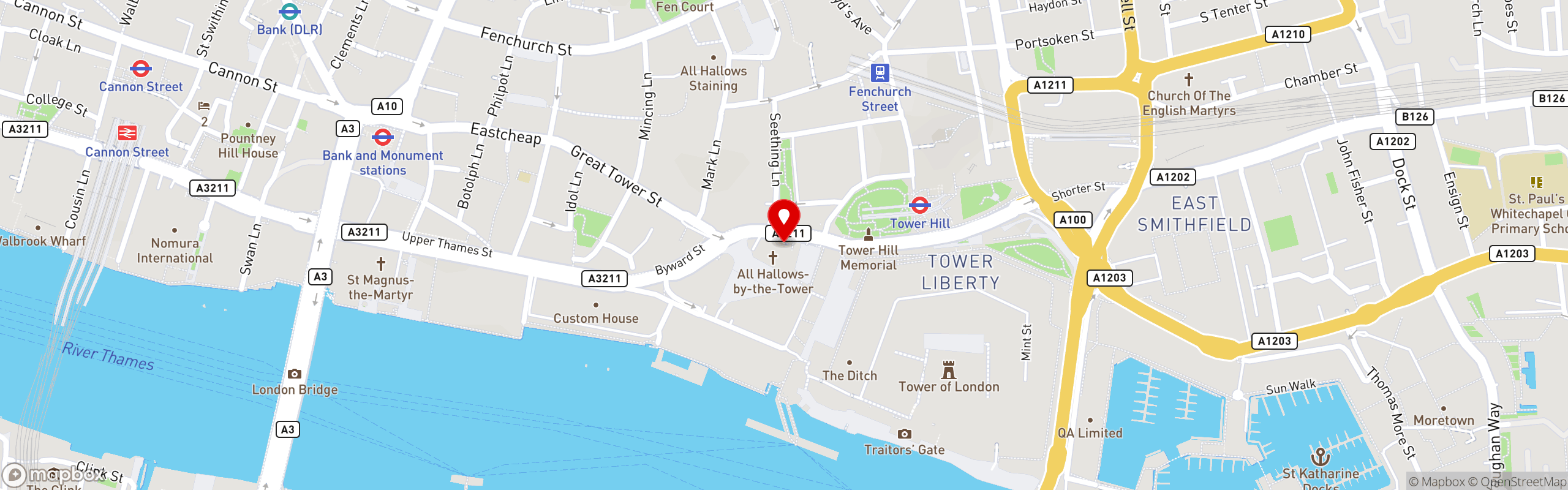 Street map pinning Byward Kitchen and Bar in Byward Kitchen and Bar