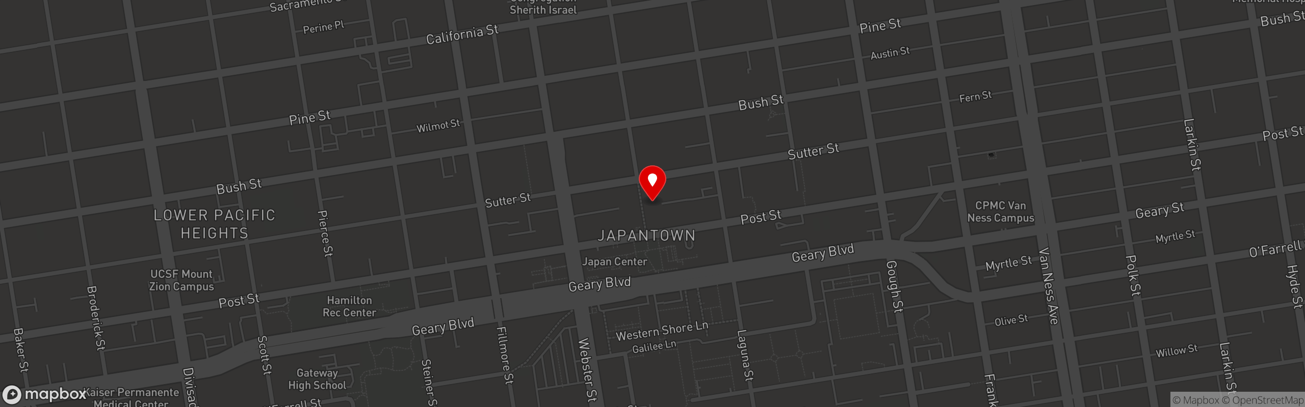 Street map pinning Ramen Yamadaya in San Francisco