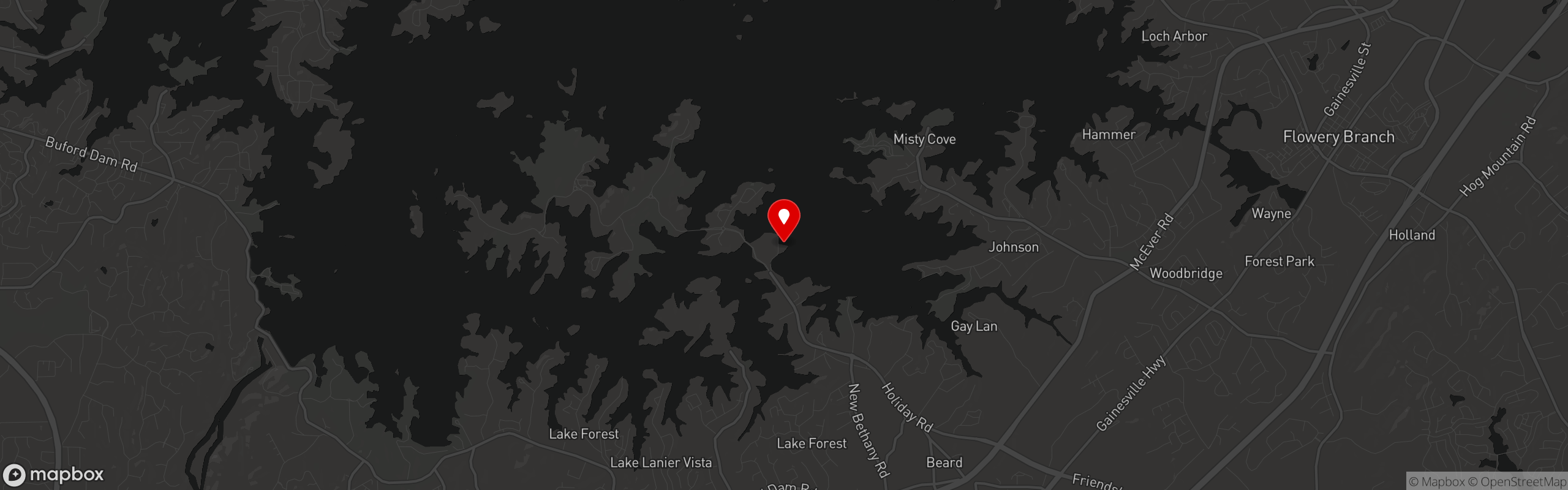 Street map pinning The Twisted Oar in Buford, GA