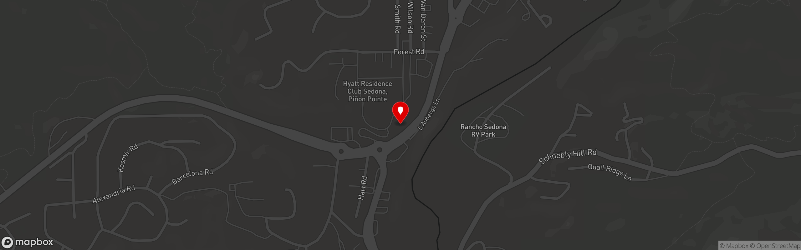 Street map pinning Broome & Orchard in Sedona