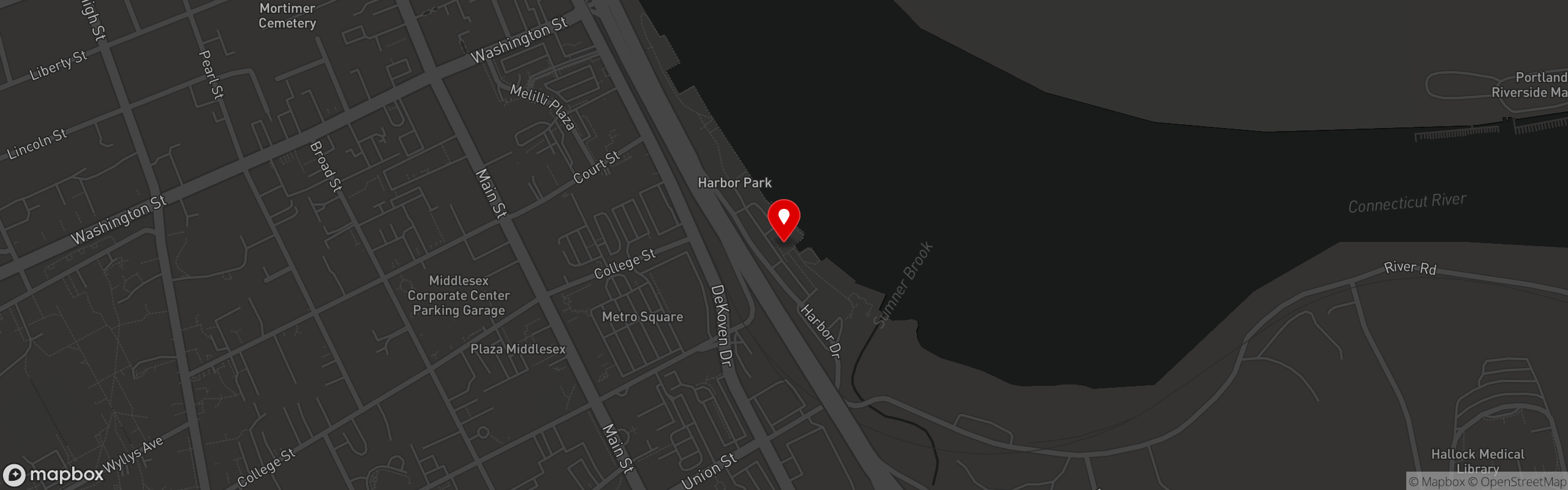 Street map pinning Tate's in Middletown, CT
