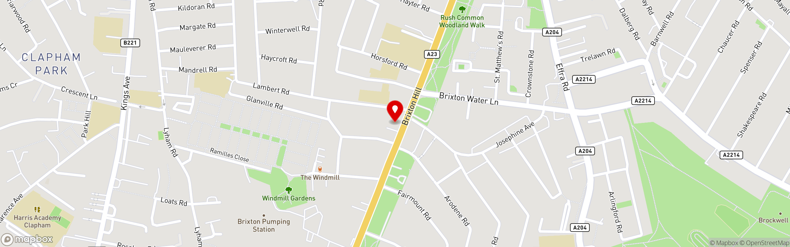 Street map pinning Adam's Ethopian Brixton in Adam's Ethiopian Brixton