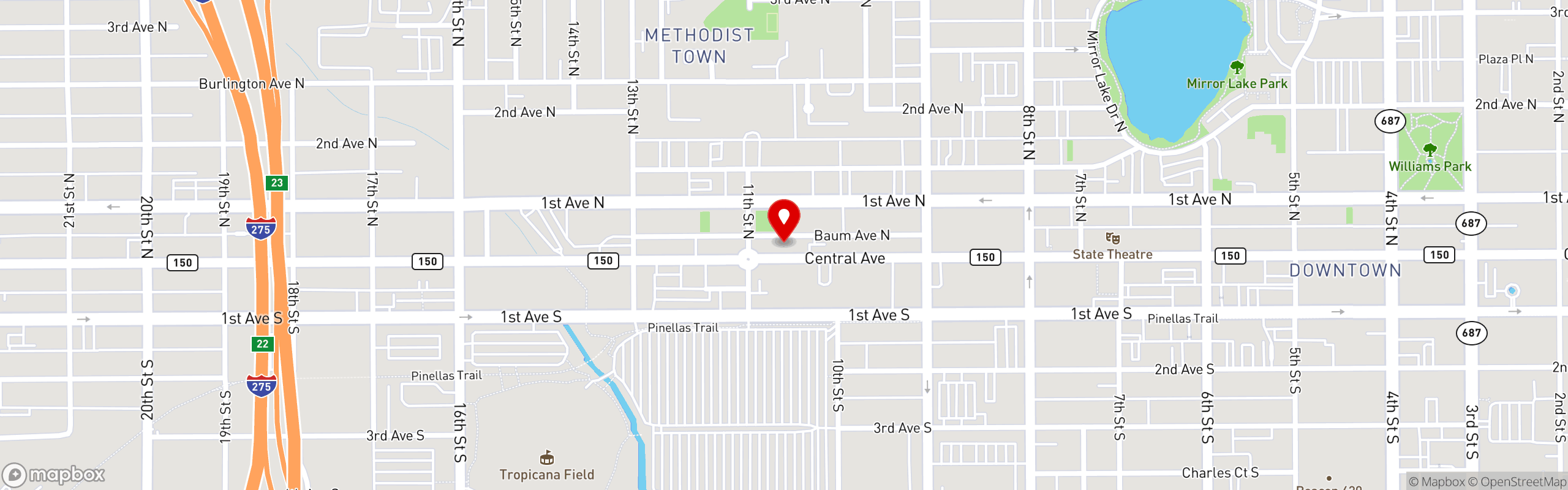 Street map pinning Poppo's Taqueria in St. Pete