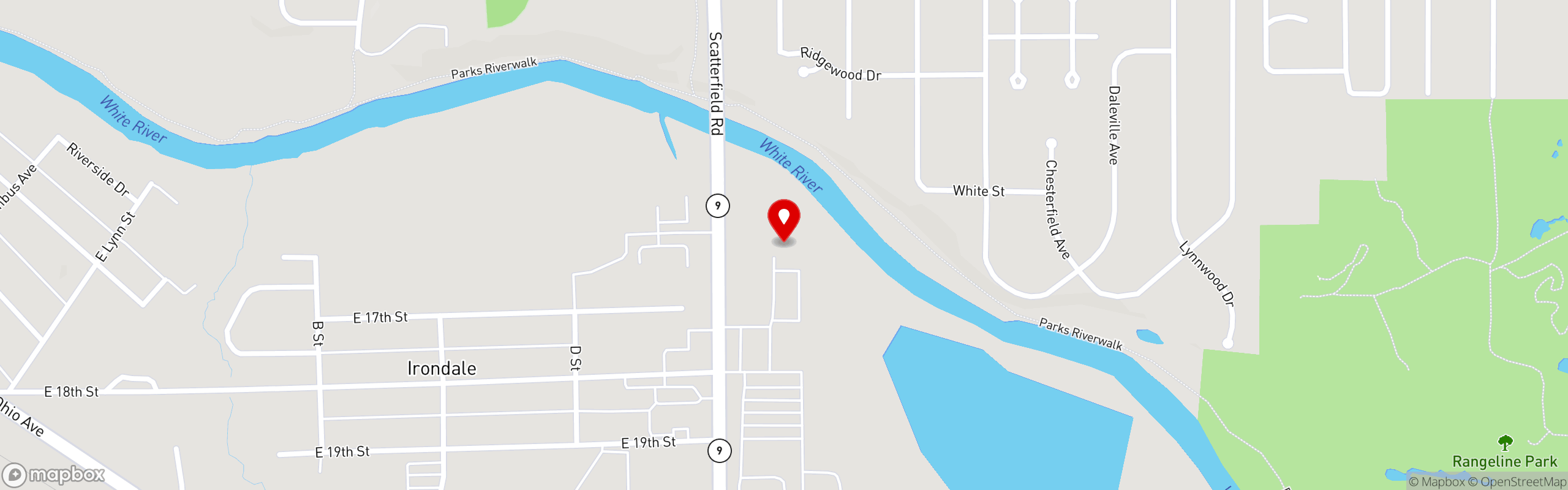 Street map pinning Mancino's Pizza & Grinders in Anderson