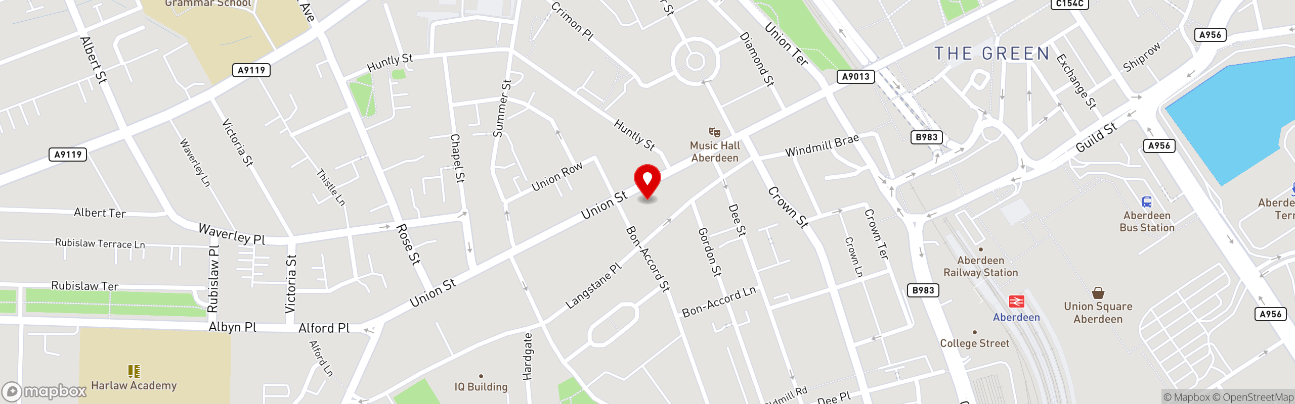Street map pinning Gidi Grill in Aberdeen