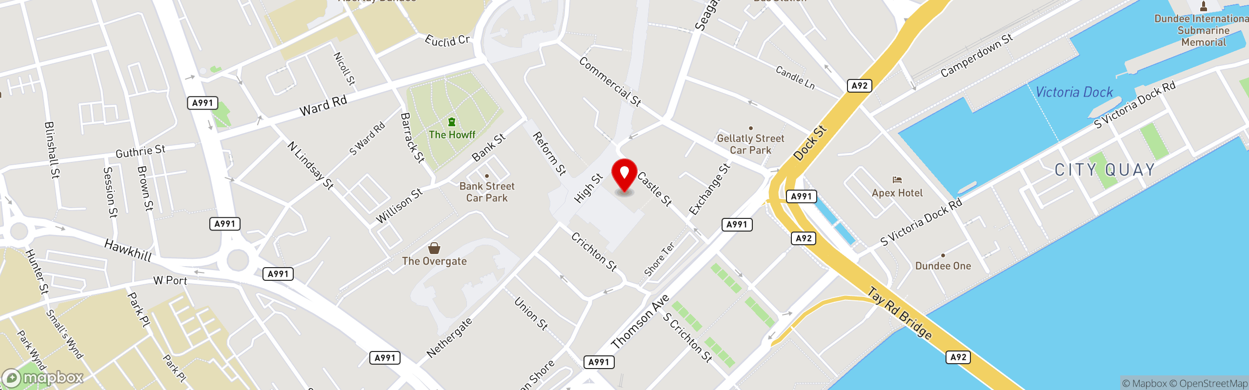 Street map pinning Gidi Grill in Dundee