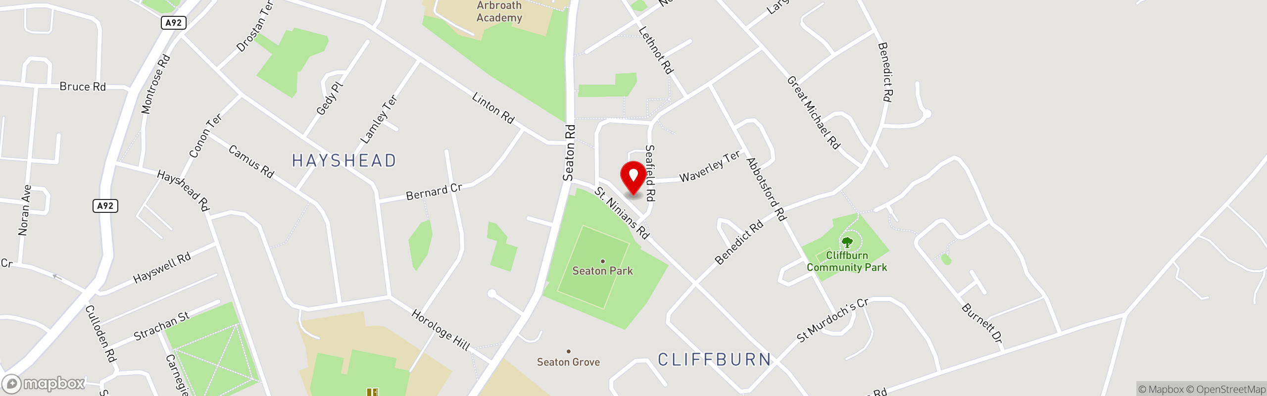 Street map showing the location of The Steeple Fish & Chips Arbroath in The Steeple Fish & Chips