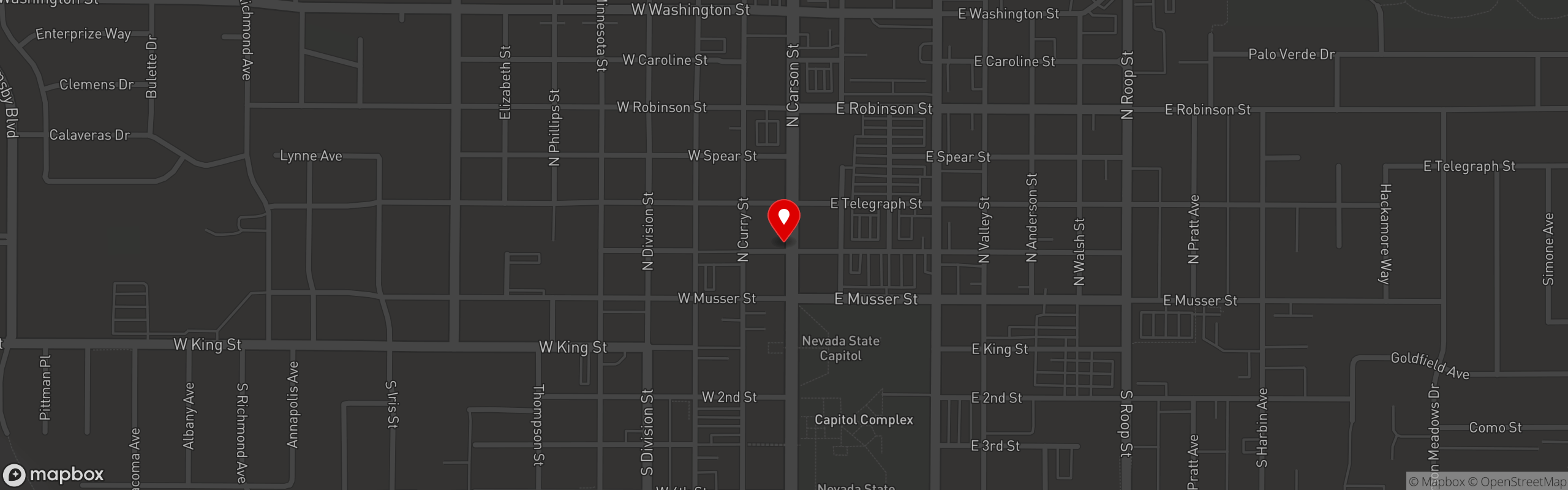 Street map pinning Great Basin Brewing Company in Carson City