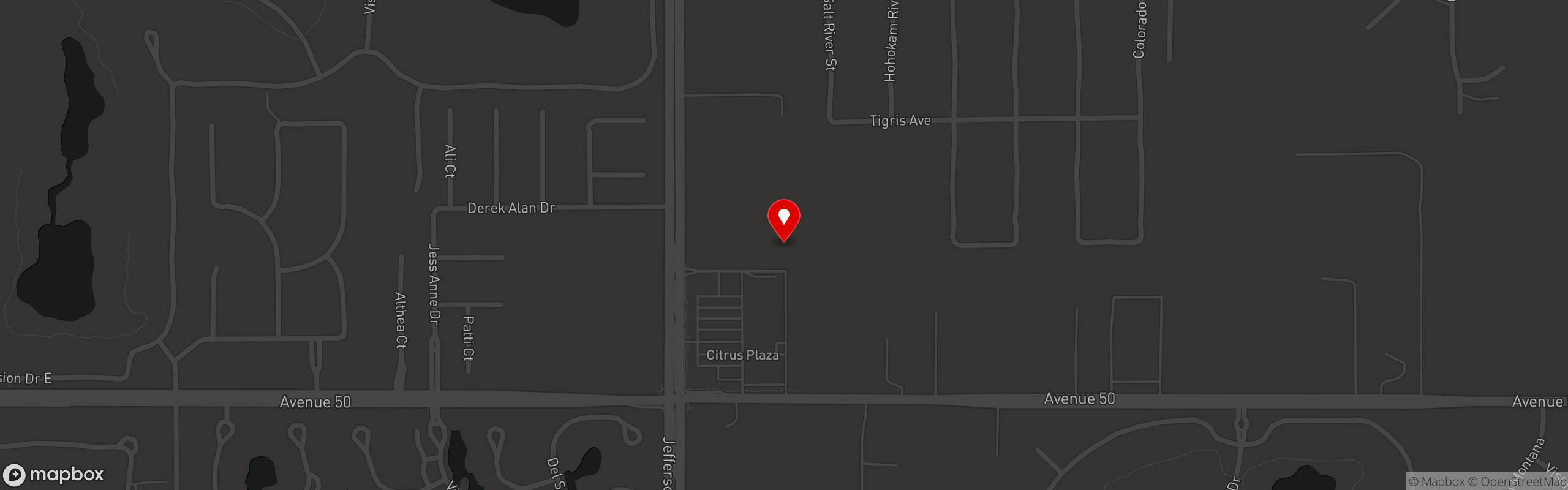 Street map pinning Cork and Fork in Find us at Canopy at Citrus Plaza