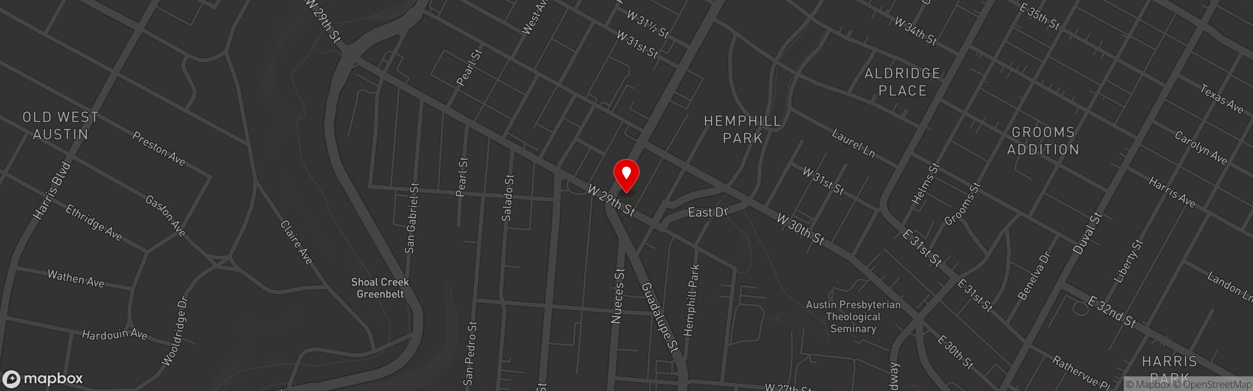 Street map pinning Kabobzi Mediterranean Grill & Phoenician Resto Cafe in GUADALUPE ST.