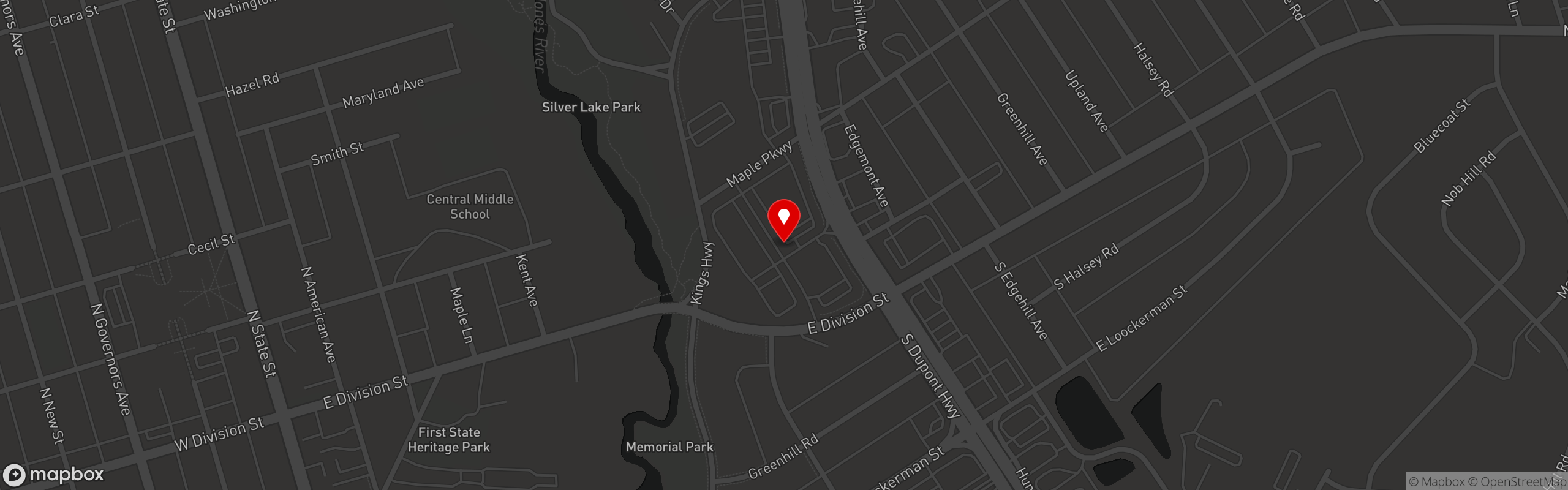 Street map pinning Veronica's Pizzeria in Veronica's Brick Oven Pizzeria