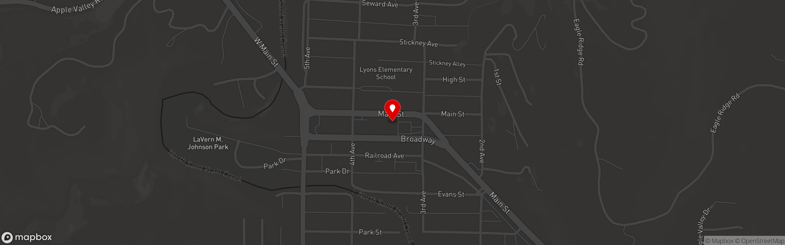 Street map pinning Oskar Blues Fooderies in Oskar Blues Grill & Brew - Lyons