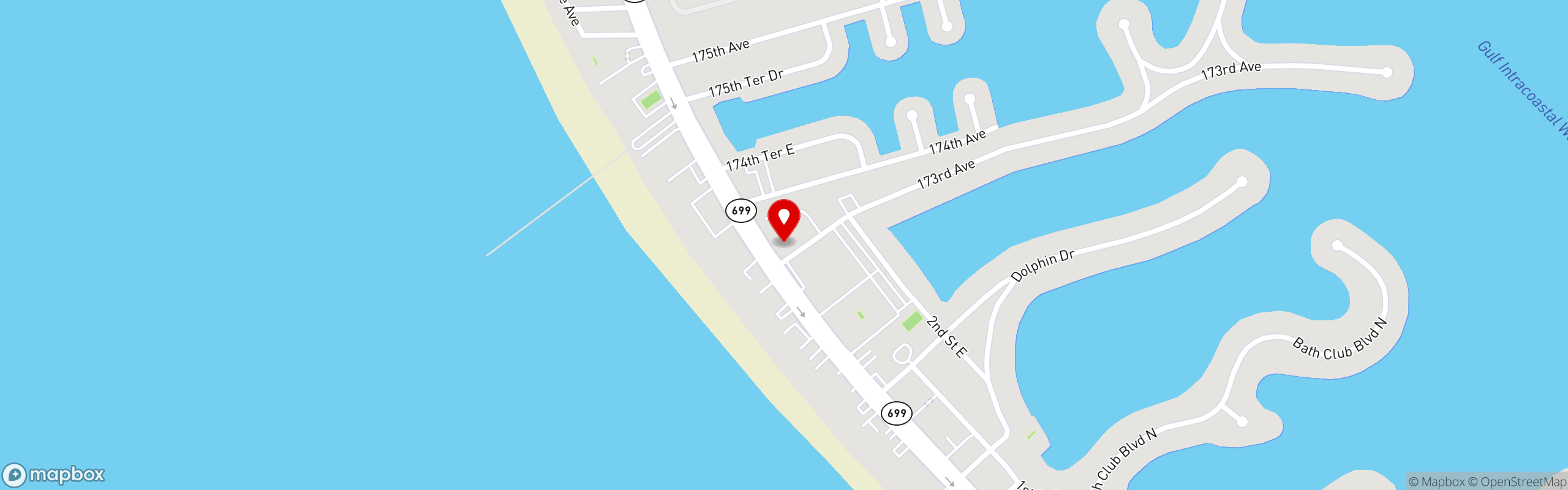 Street map pinning Backwaters On Sand Key in Backwaters North Redington Beach