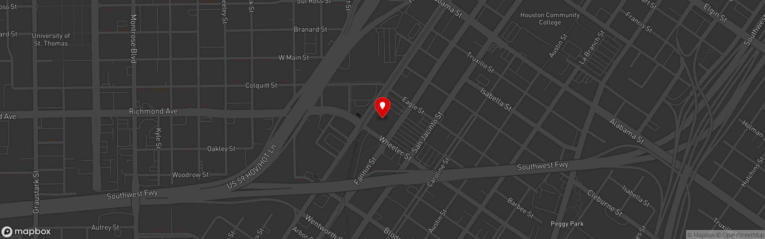 Street map pinning The Lymbar in Houston