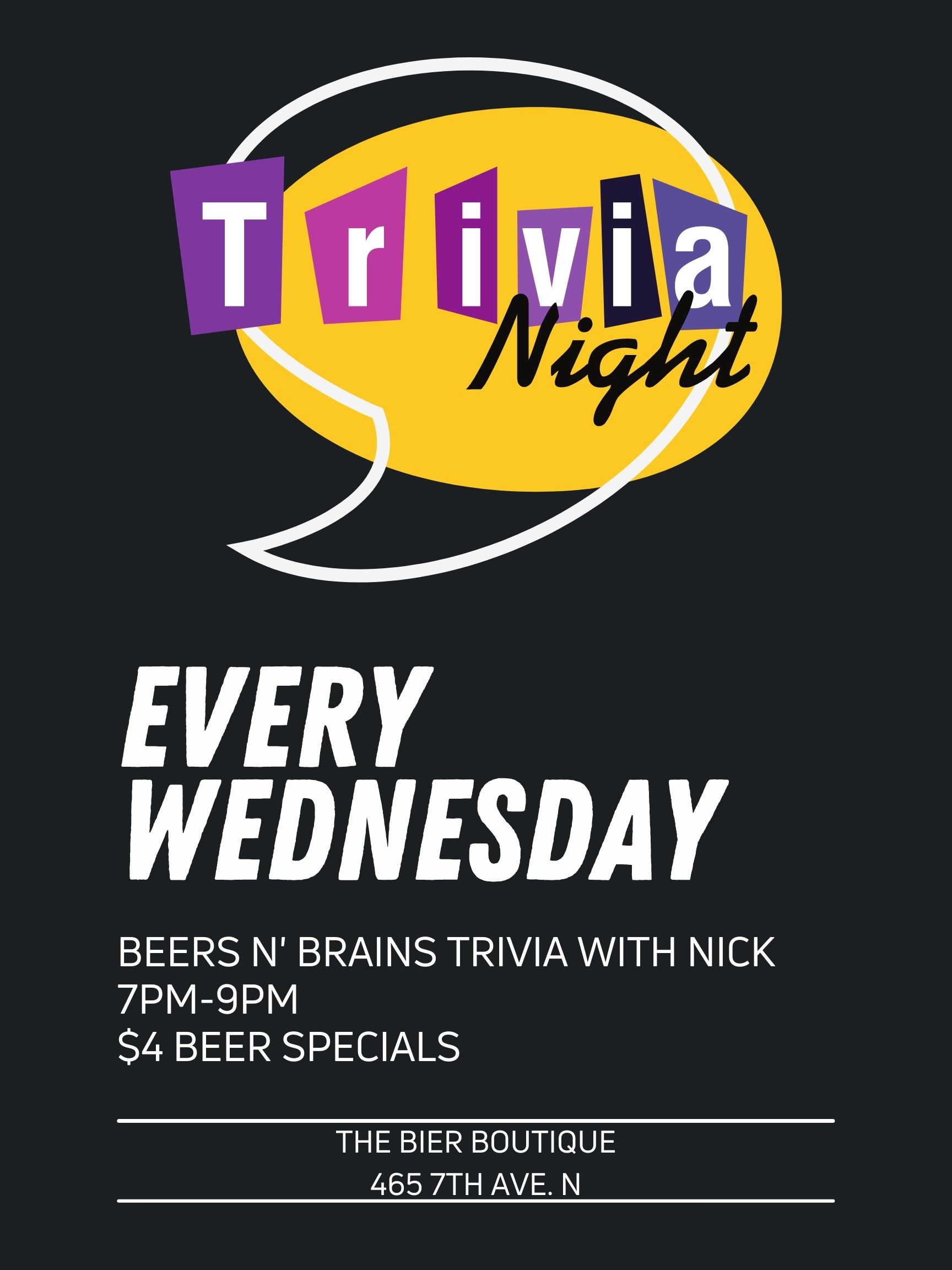 Trivia Wednesdays The Bier Boutique American Restaurant in St