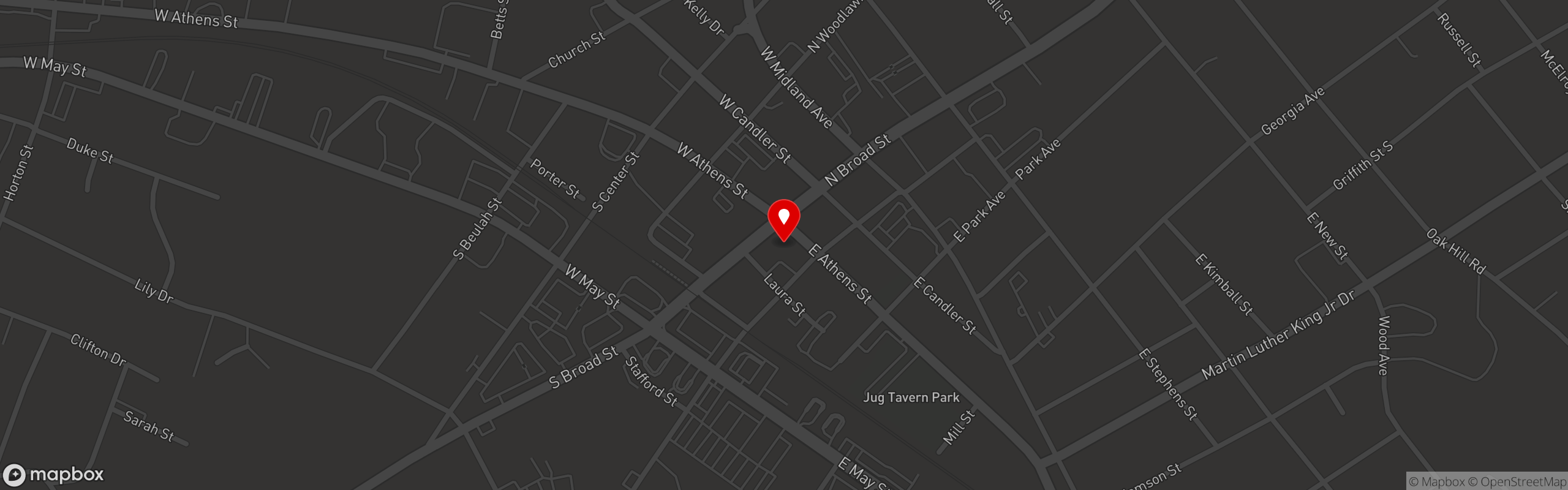 Street map pinning Chloe's Steakhouse in Chloe's Steakhouse