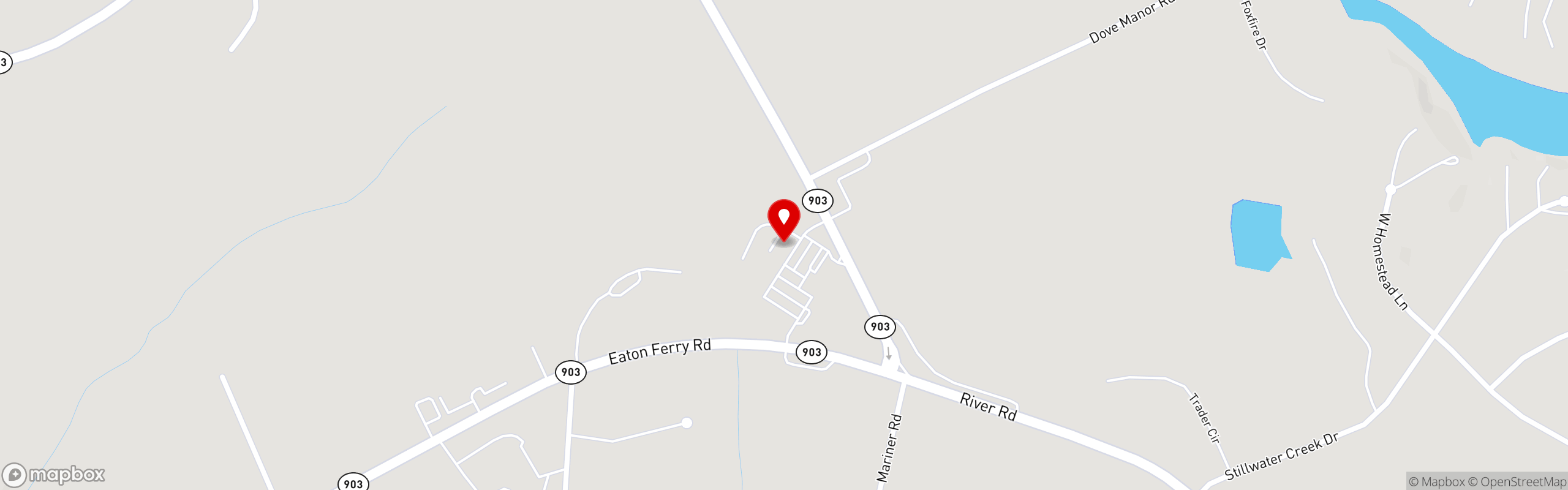 Street map pinning Lake Gaston Pizza & More in Littleton Food Lion Shopping Center