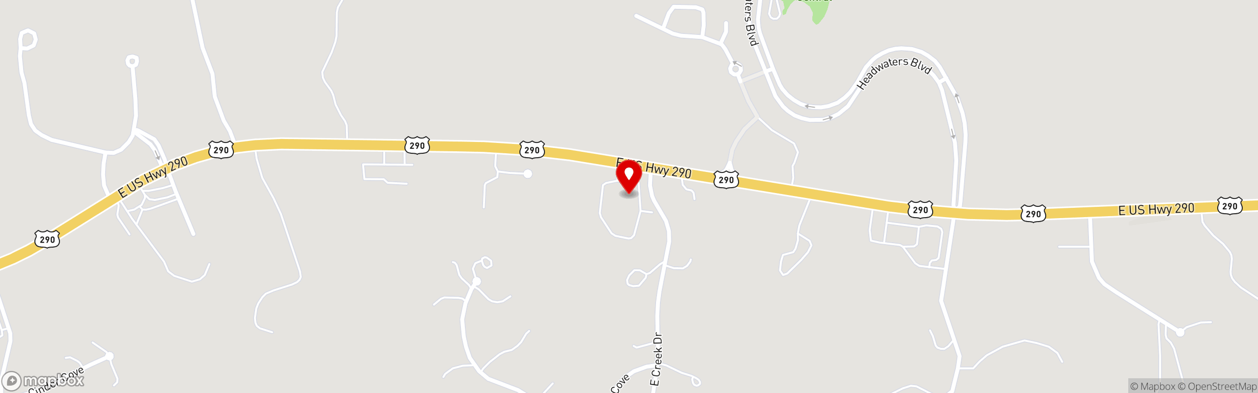 Street map pinning Flores Mexican Restaurant in Dripping Springs