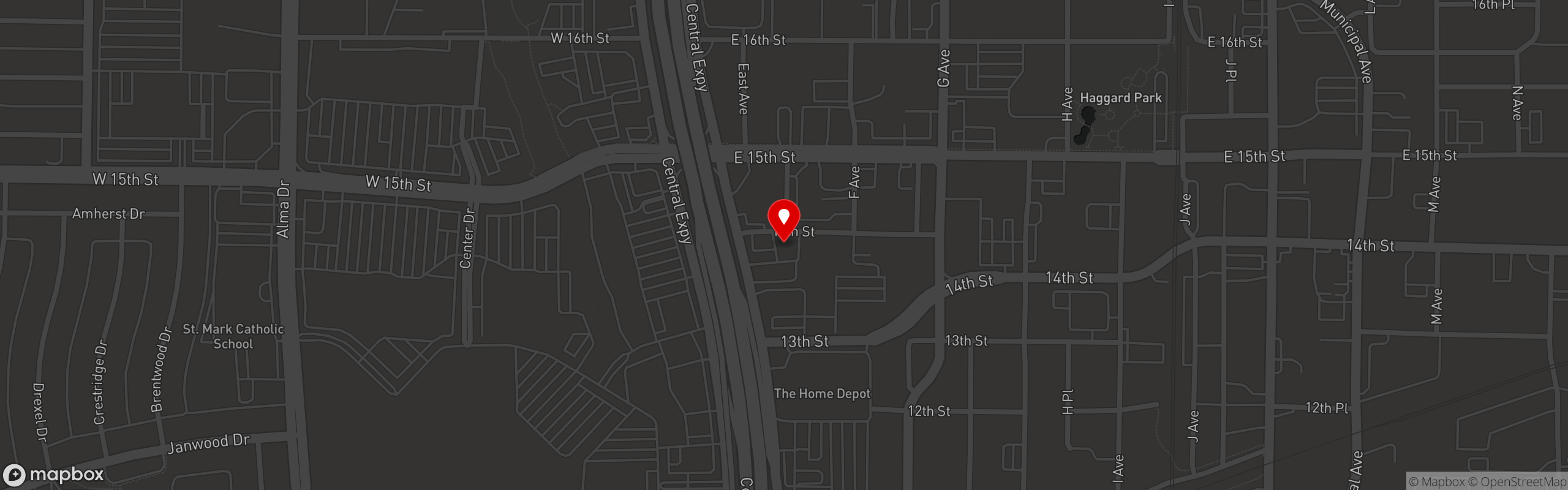 Street map pinning Mangia Bistro in Mangia Bistro