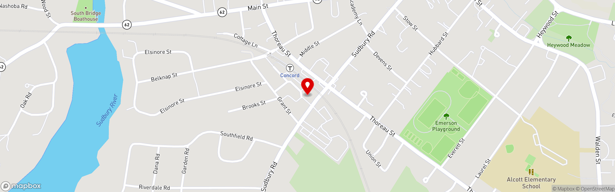 Street map pinning Dario's Ristorante in Concord, MA (Now Open!)