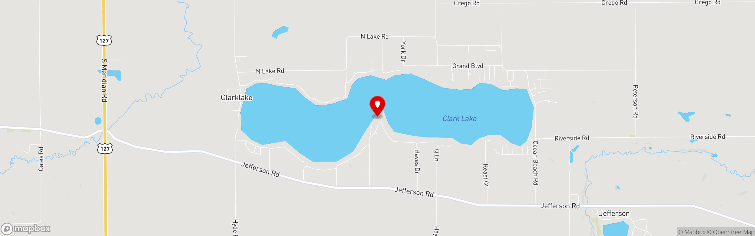 Street map pinning Eagle's Nest Clarklake in Eagle's Nest Clark Lake