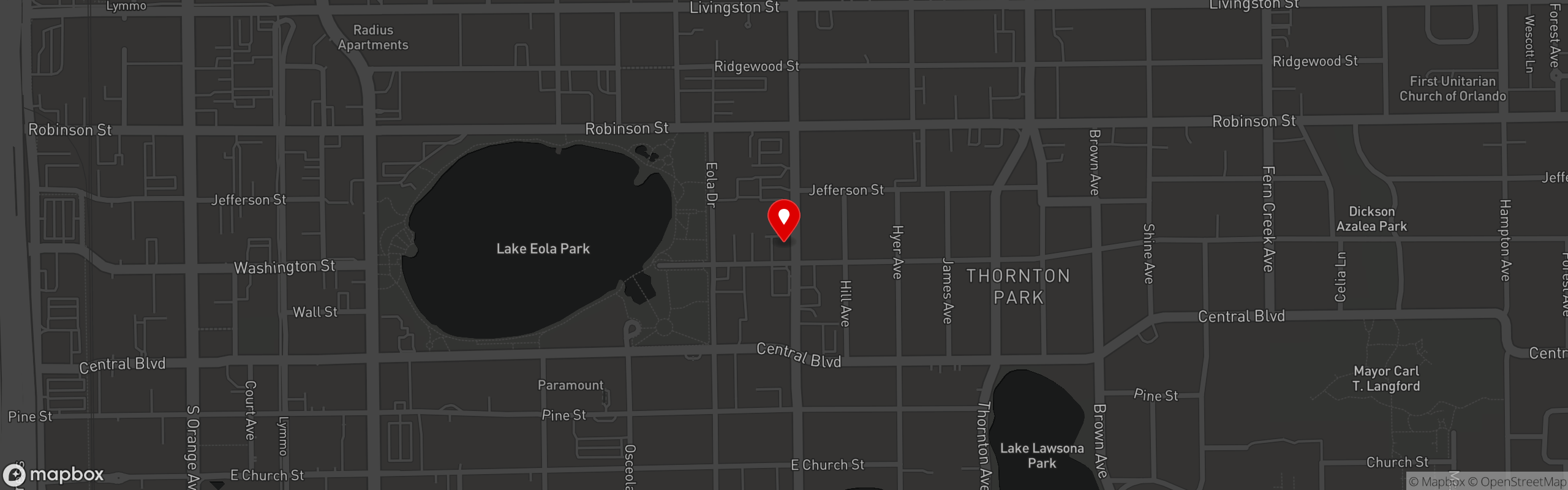 Street map pinning Anthony's Thornton Park in Orlando, FL