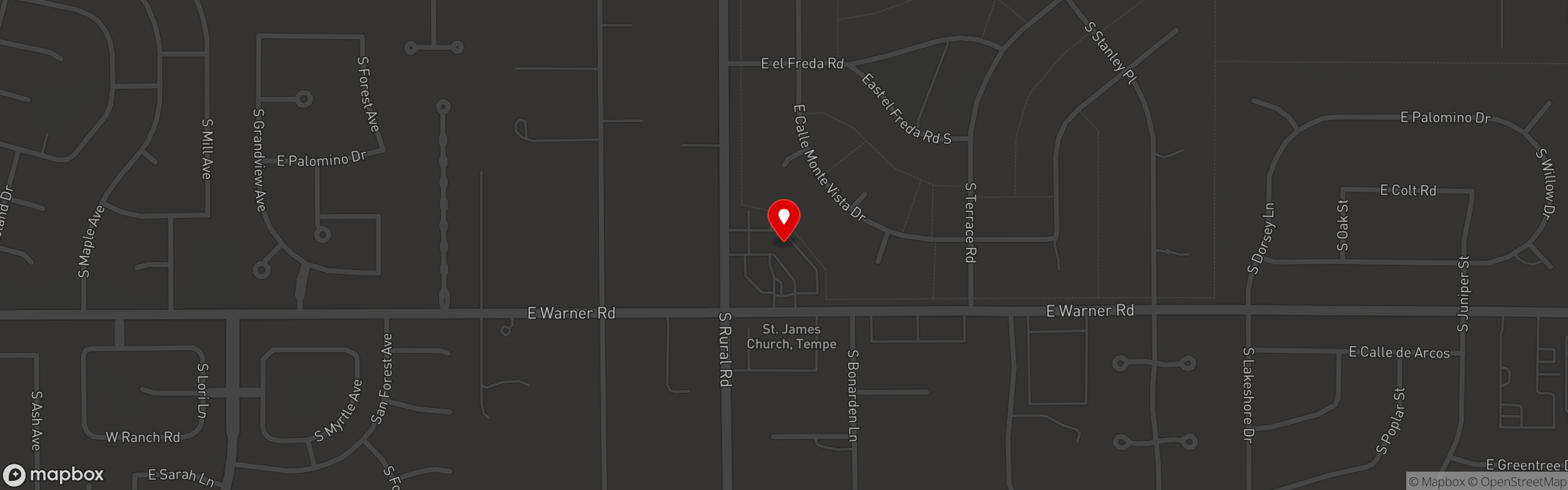 Street map pinning Ghost Ranch in Tempe
