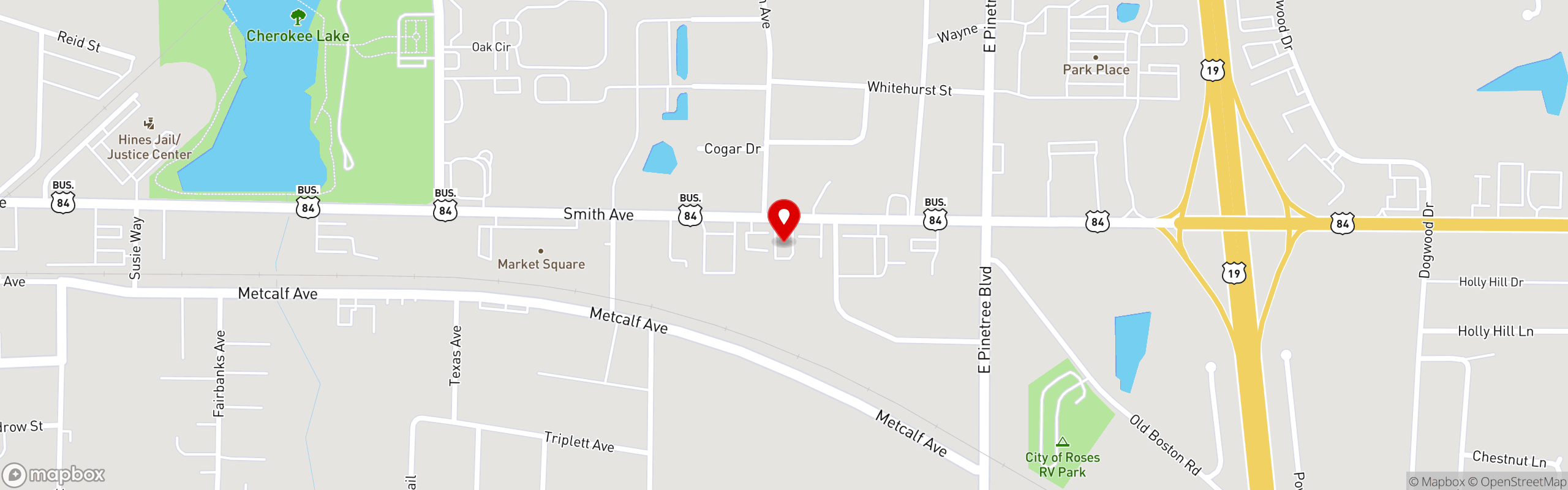 Street map pinning Mom & Dad's Italian in Mom & Dad's Italian